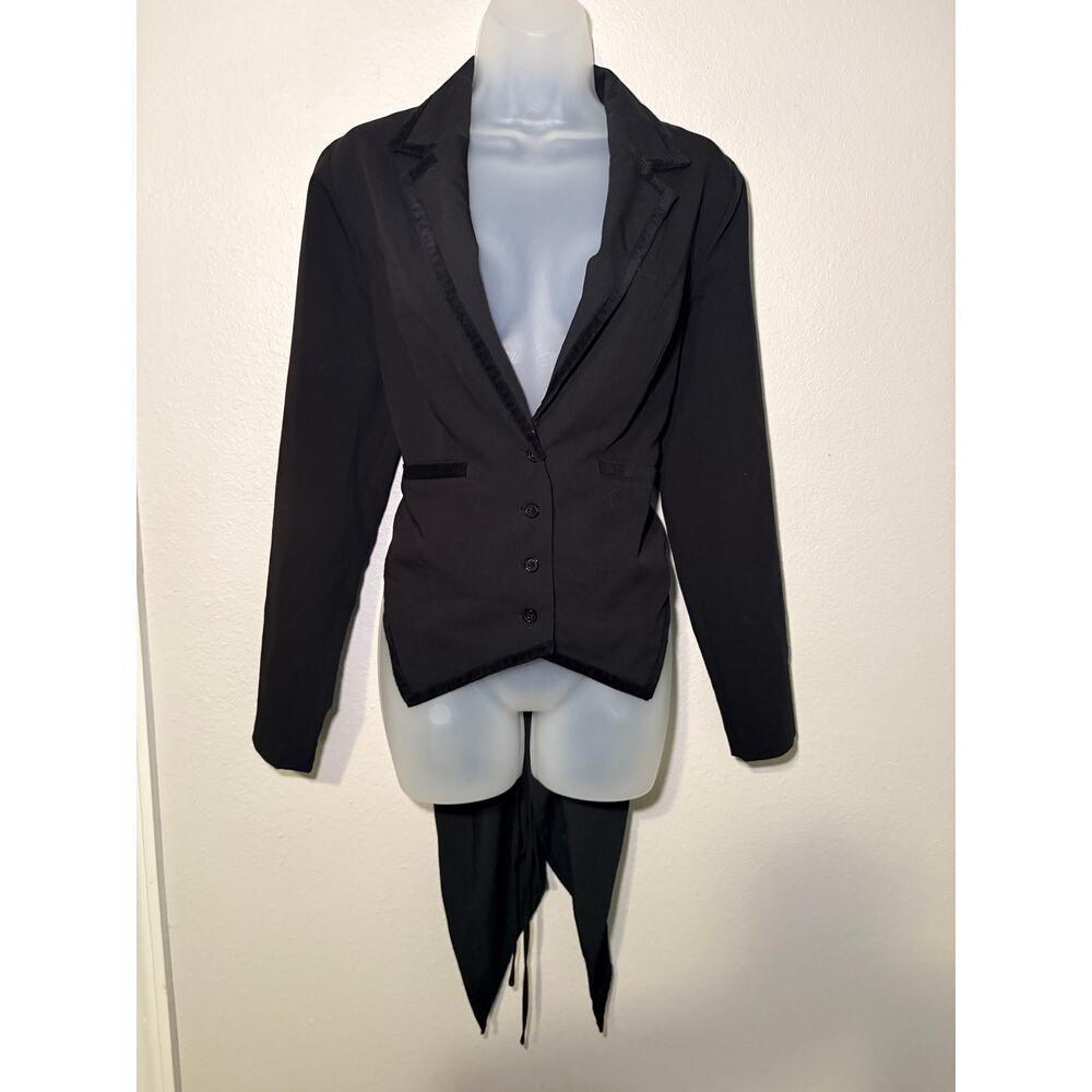 Hot Topic Black Velvet Trim Ringmaster Tailcoat Jacket Corset Back XL